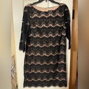 Jessica Howard Black Sheath Dress 3/4 Sleeve Crew Neck